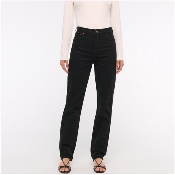Abercrombie & Fitch Jeans Womens 28 Black 90s Straight Ultra High Rise Solid - Picture 1 of 12